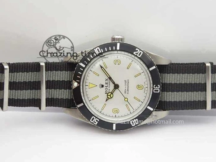 On SS Dial Strap Vintage 1680 White Nylon No Submariner A2836 Date 0218